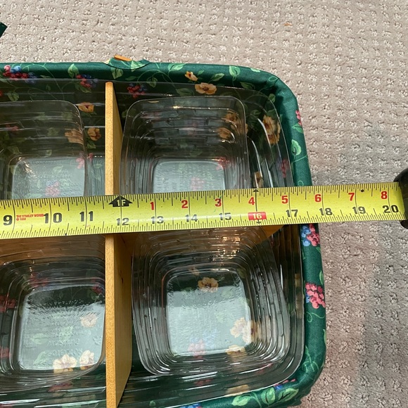 Longaberger Medium Classic Gathering Basket w/ Emerald Vine liner & 7 dividers